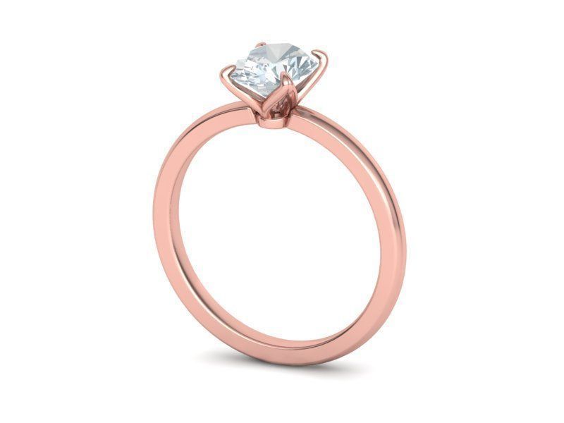 Elegant Solitaire Ring 8x6mm Oval stone Claw Setting 3D print model_17