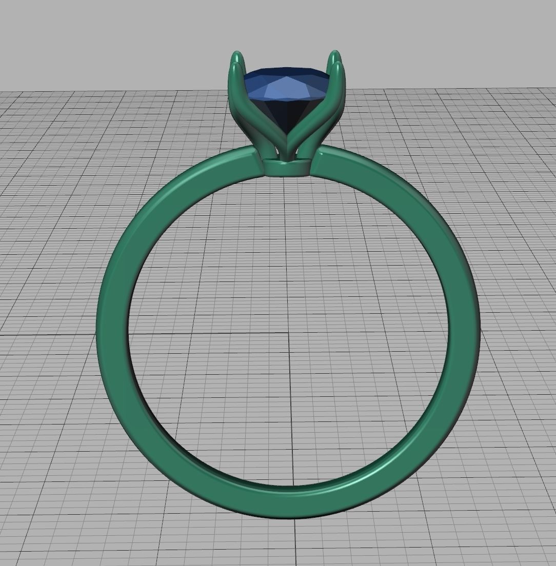 Elegant Solitaire Ring 8x6mm Oval stone Claw Setting 3D print model_25