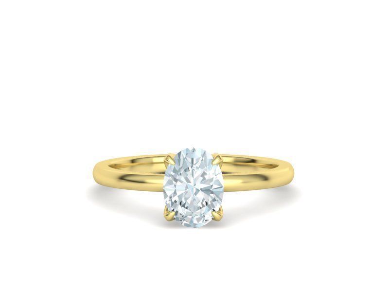 Elegant Solitaire Ring 8x6mm Oval stone Claw Setting 3D print model_5