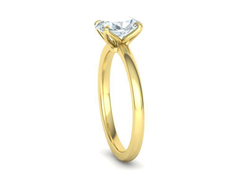 Elegant Solitaire Ring 8x6mm Oval stone Claw Setting 3D print model_22