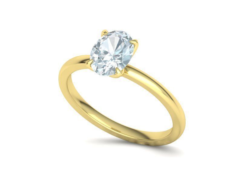 Elegant Solitaire Ring 8x6mm Oval stone Claw Setting 3D print model_16