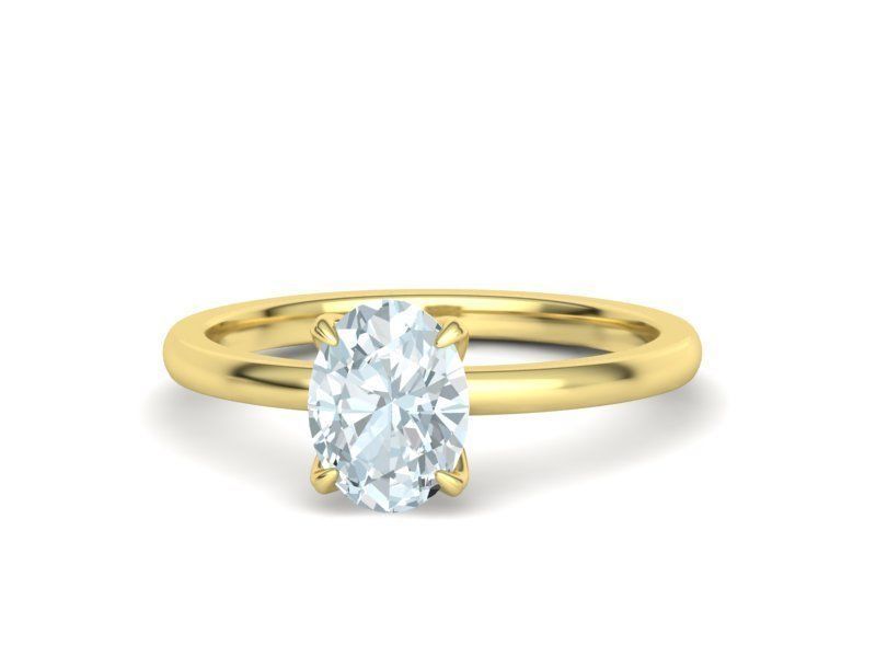 Elegant Solitaire Ring 8x6mm Oval stone Claw Setting 3D print model_8