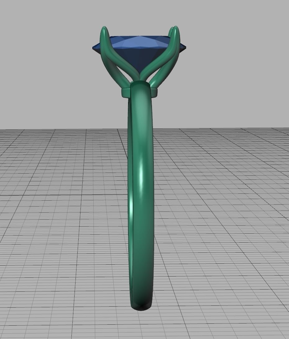 Elegant Solitaire Ring 8x6mm Oval stone Claw Setting 3D print model_26