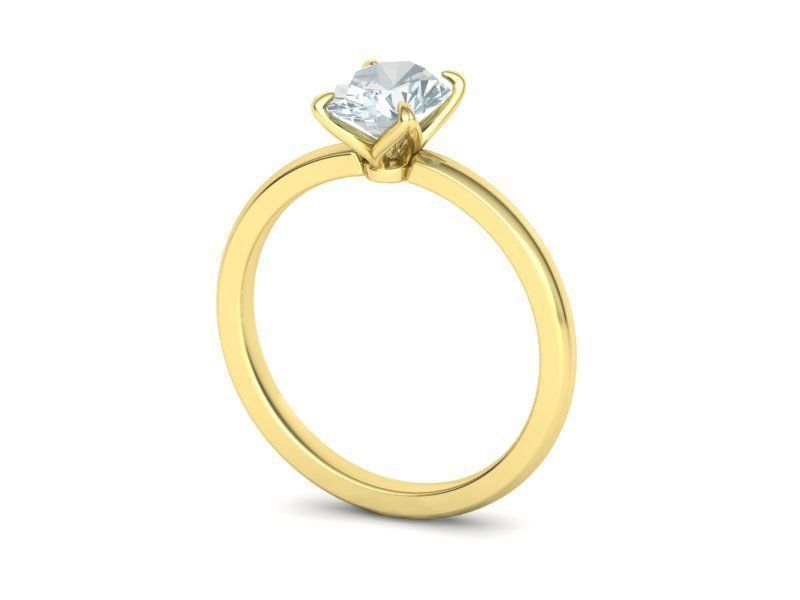 Elegant Solitaire Ring 8x6mm Oval stone Claw Setting 3D print model_19