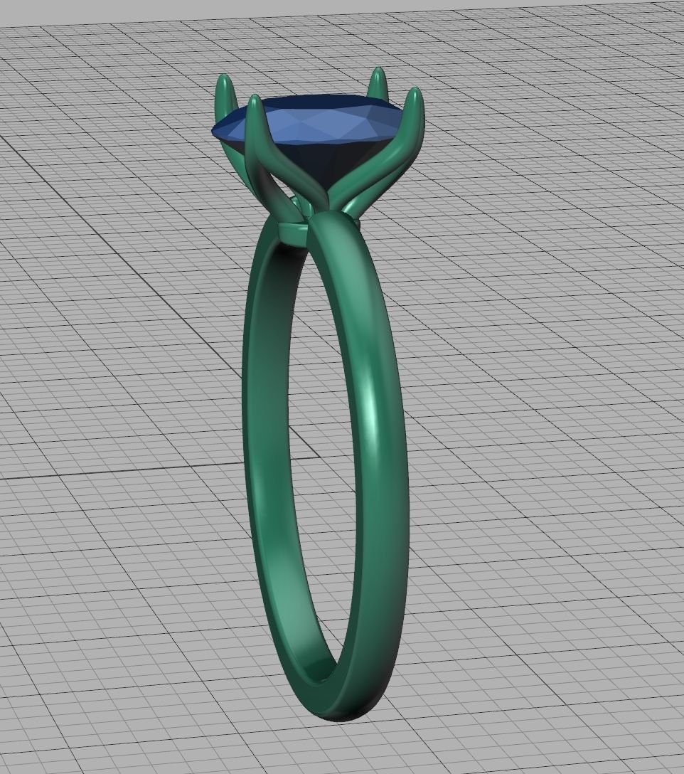 Elegant Solitaire Ring 8x6mm Oval stone Claw Setting 3D print model_11