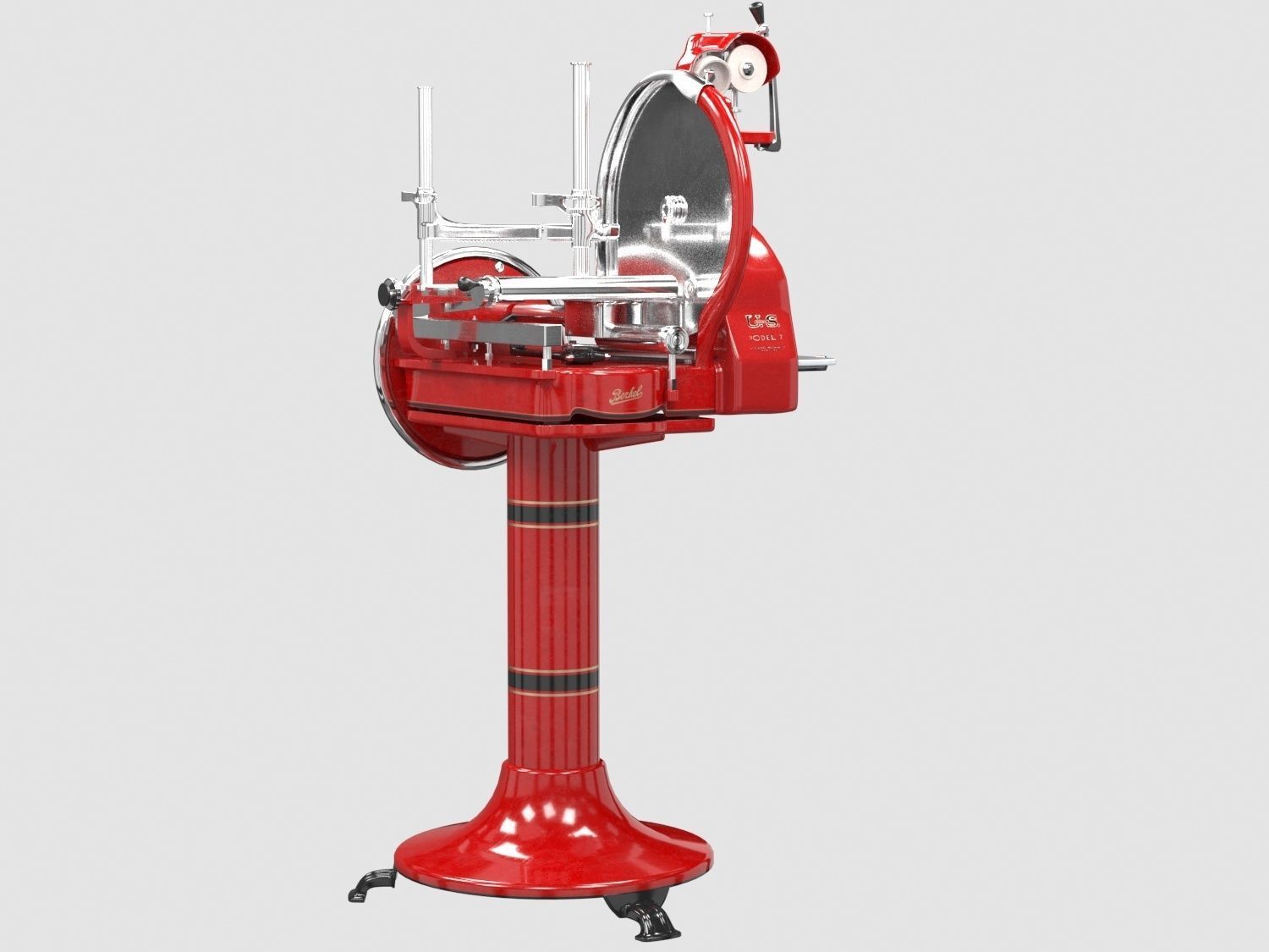 Van berkel  vintage meat slicer red Low-poly 3D model_4