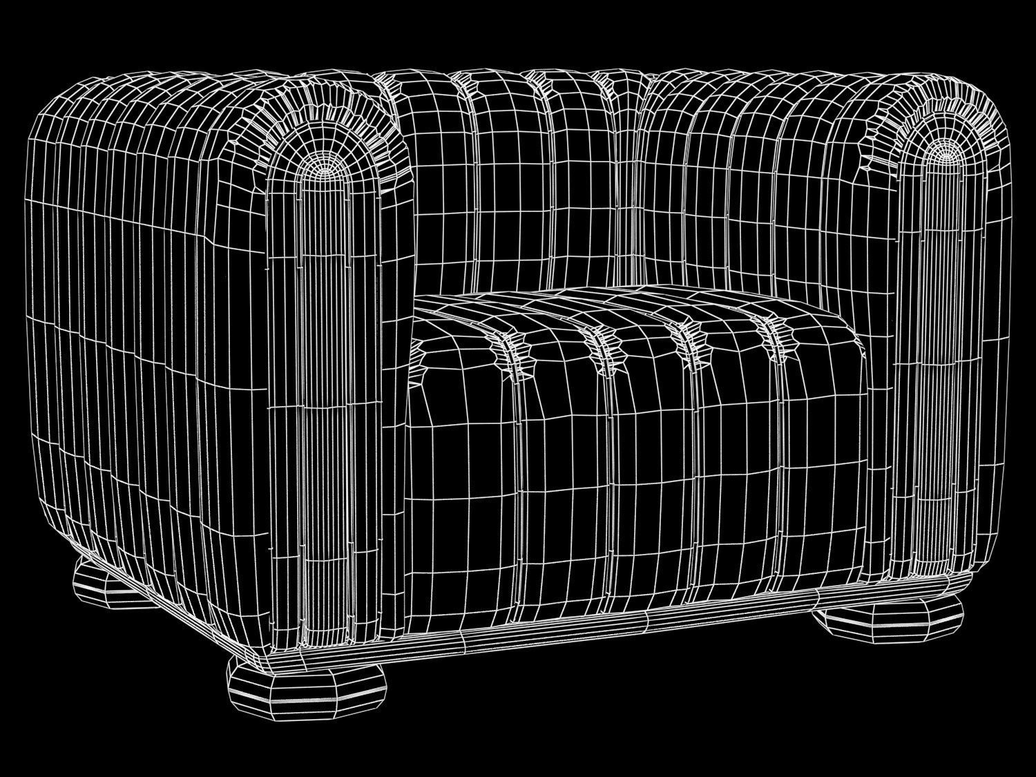 CLUB 1910 chair by JOSEF HOFFMANN Low-poly 3D model_1