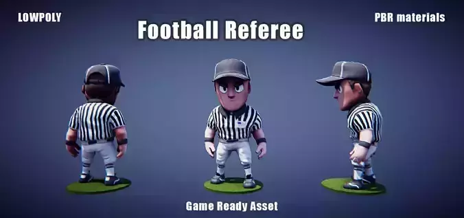 Low poly American Football Referee Low-poly 3D model