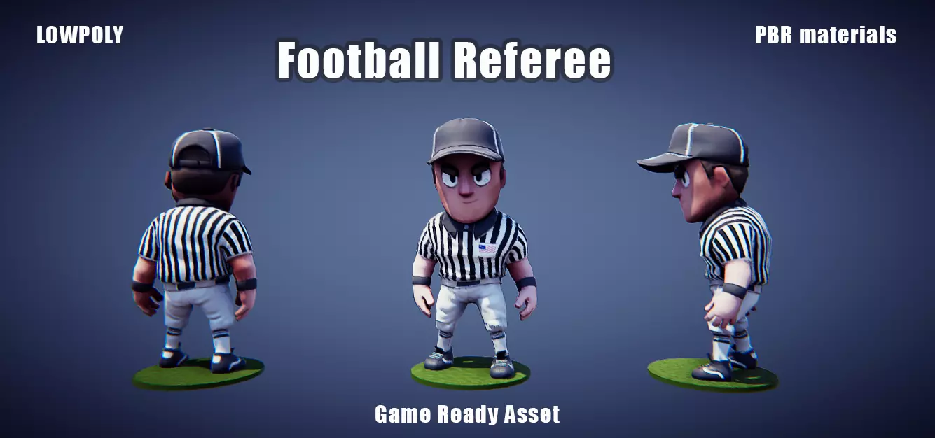 Low poly American Football Referee Low-poly 3D model_0