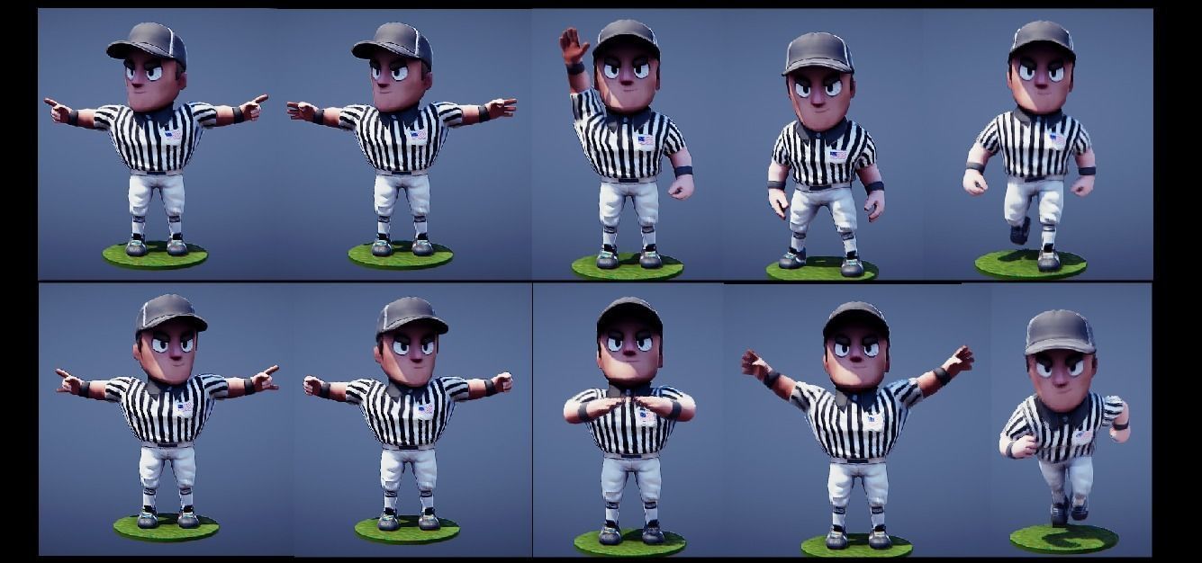 Low poly American Football Referee Low-poly 3D model_2