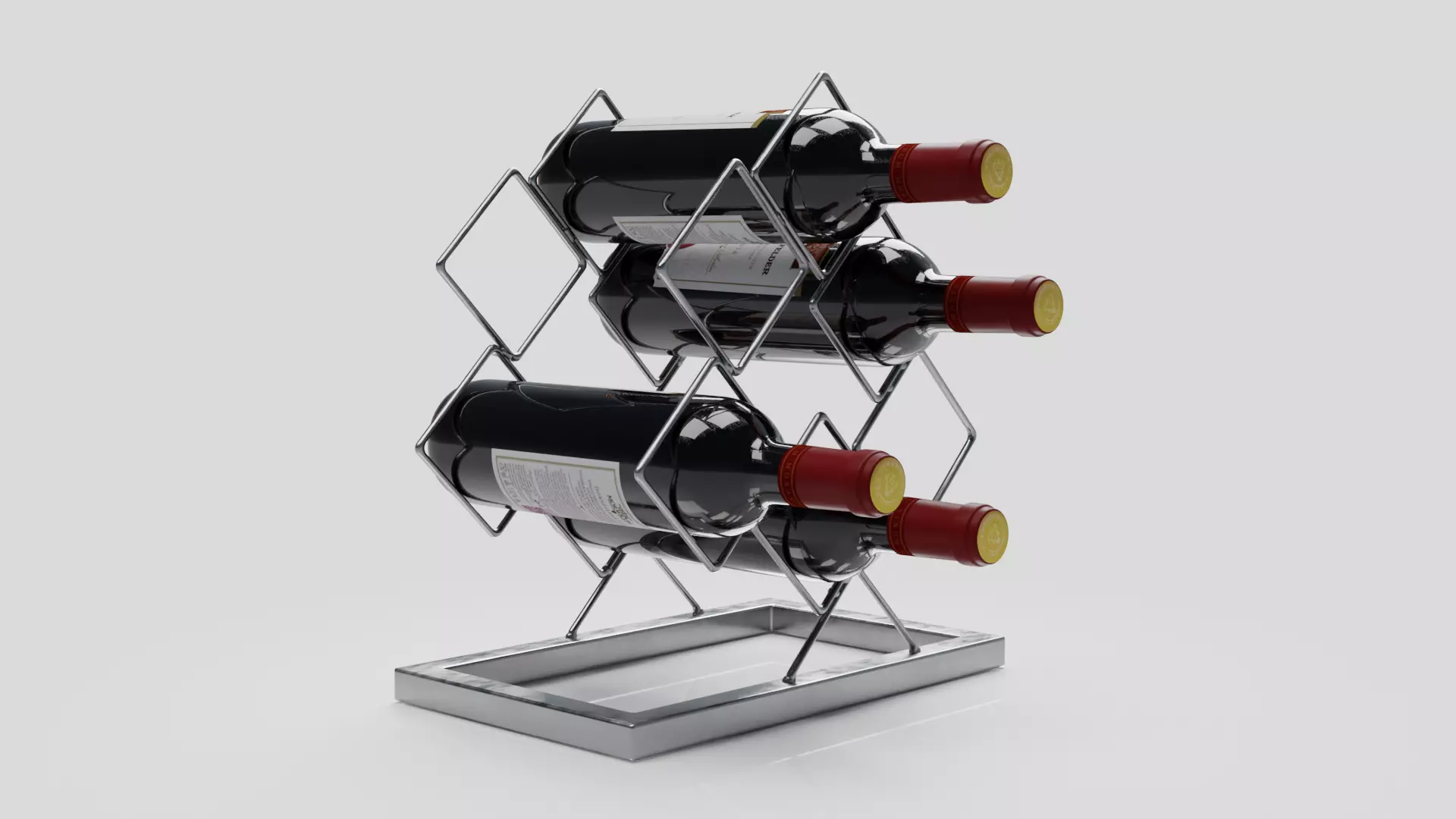 Antique Silver 6-Bottle Wine Rack 3D model