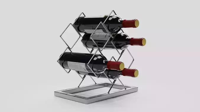 Antique Silver 6-Bottle Wine Rack 3D model