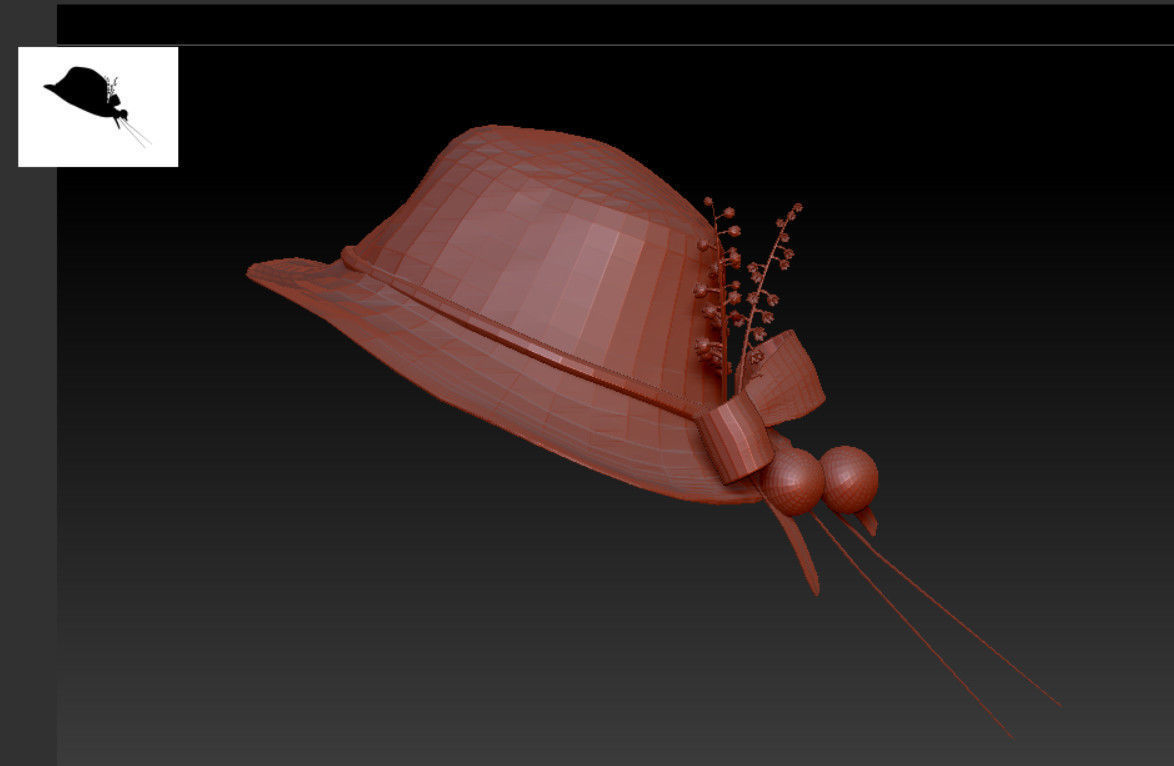 Aristocratic Hat-03 Low-poly 3D model_5