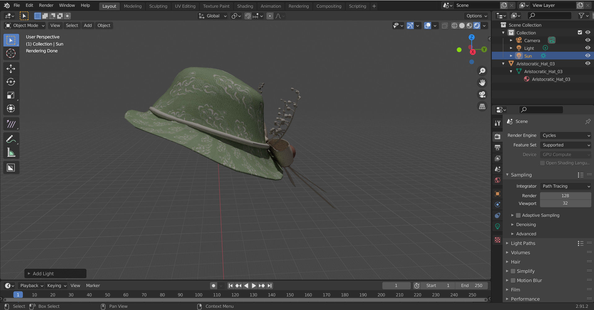 Aristocratic Hat-03 Low-poly 3D model_6