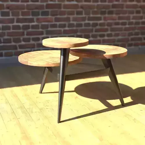 Wood and Metal Multi Level Circular Coffee Table Free 3D model