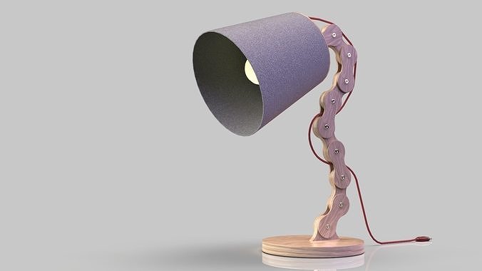 Wooden Table Lamp Low-poly 3D model