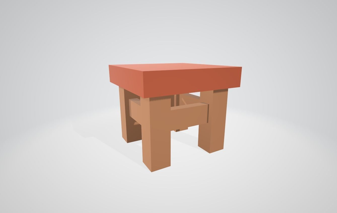 A set of minimalistic table with chairs and benches Low-poly 3D model_4