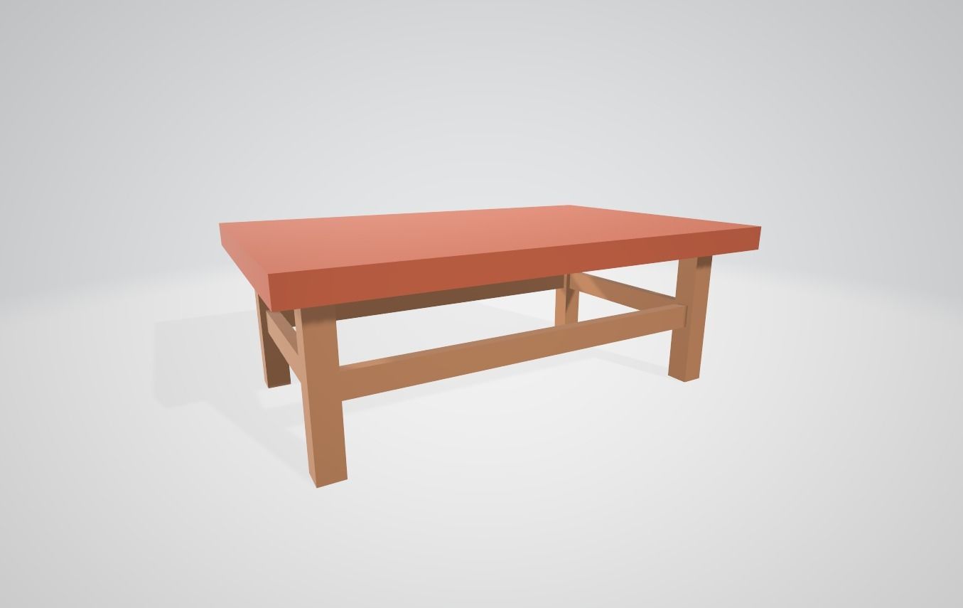 A set of minimalistic table with chairs and benches Low-poly 3D model_2