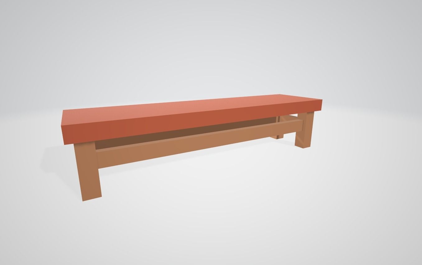 A set of minimalistic table with chairs and benches Low-poly 3D model_3