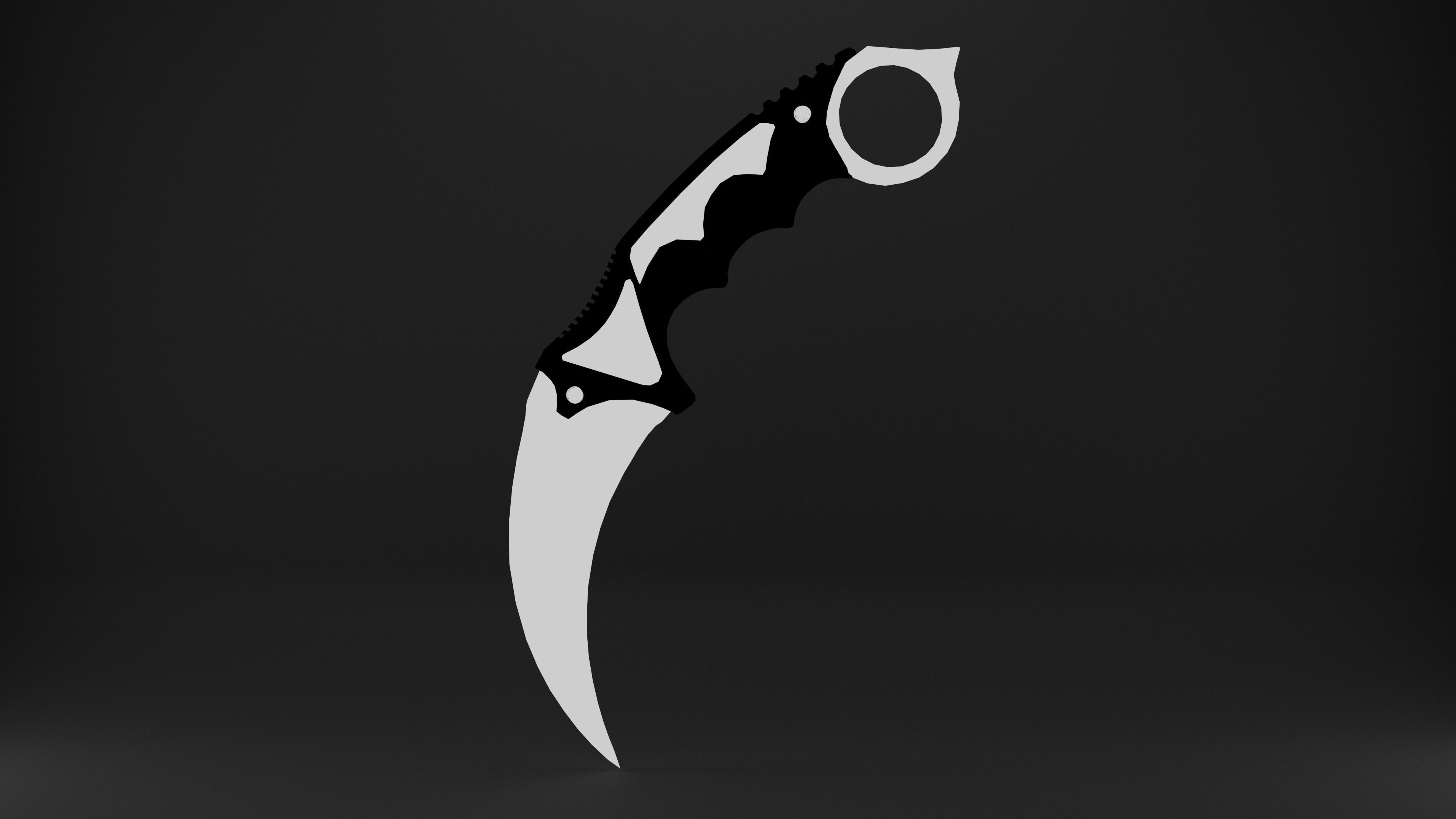Karambit Knife Wooden Handle Low-Poly Low-poly 3D model_25