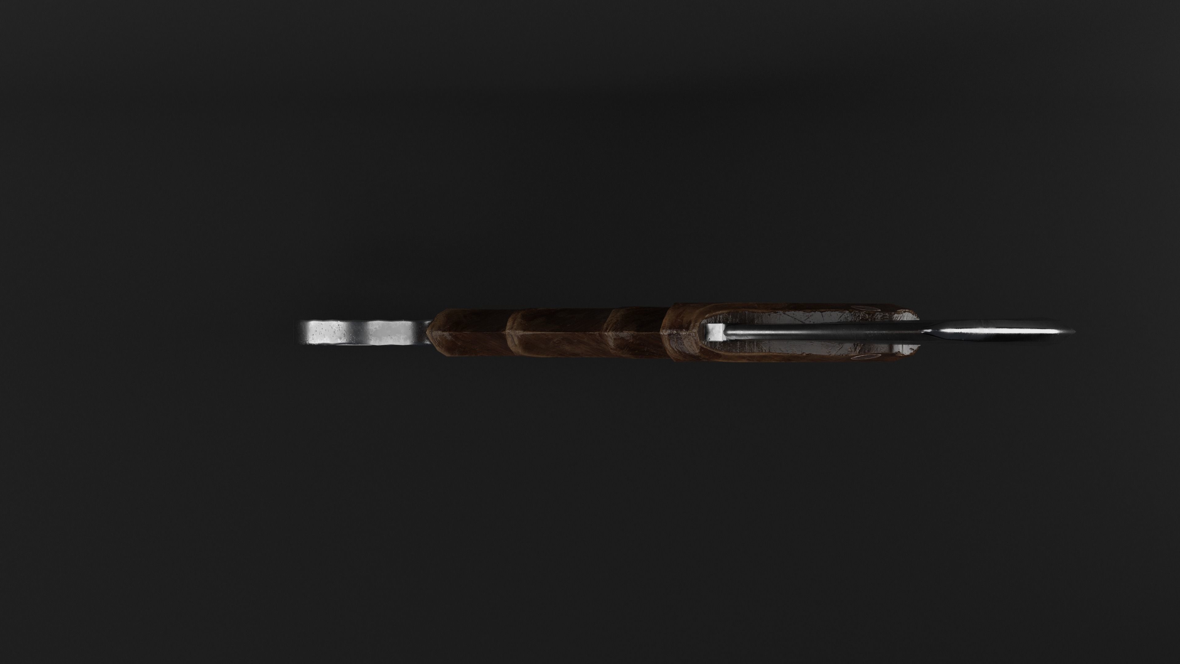 Karambit Knife Wooden Handle Low-Poly Low-poly 3D model_6