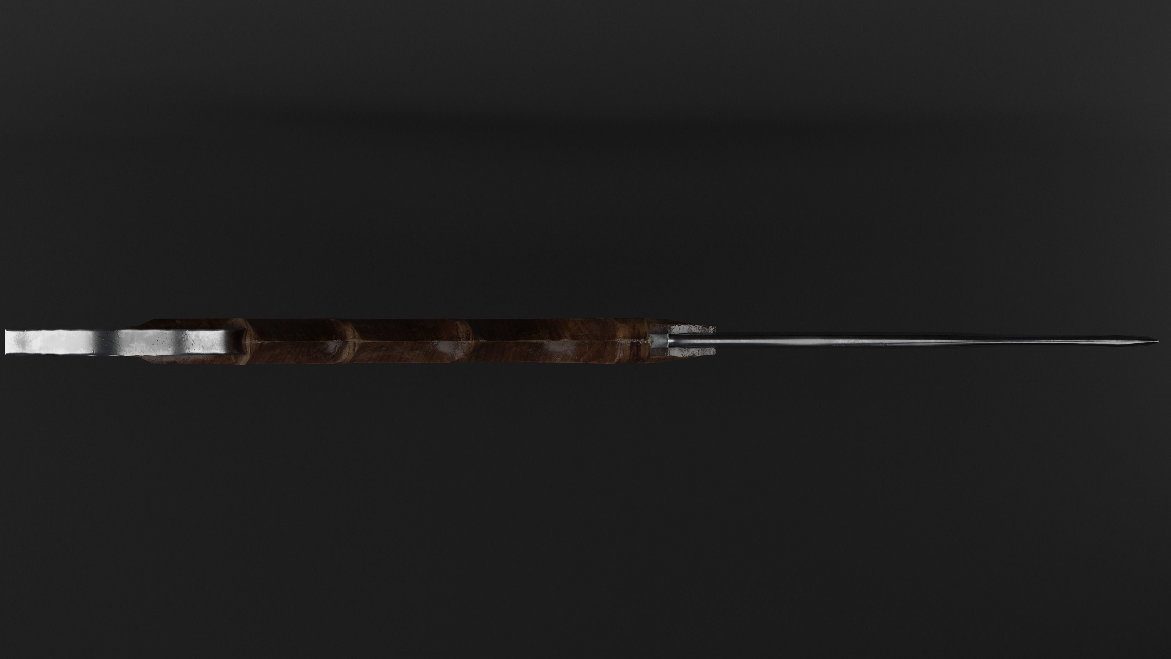 Karambit Knife Wooden Handle Low-Poly Low-poly 3D model_10