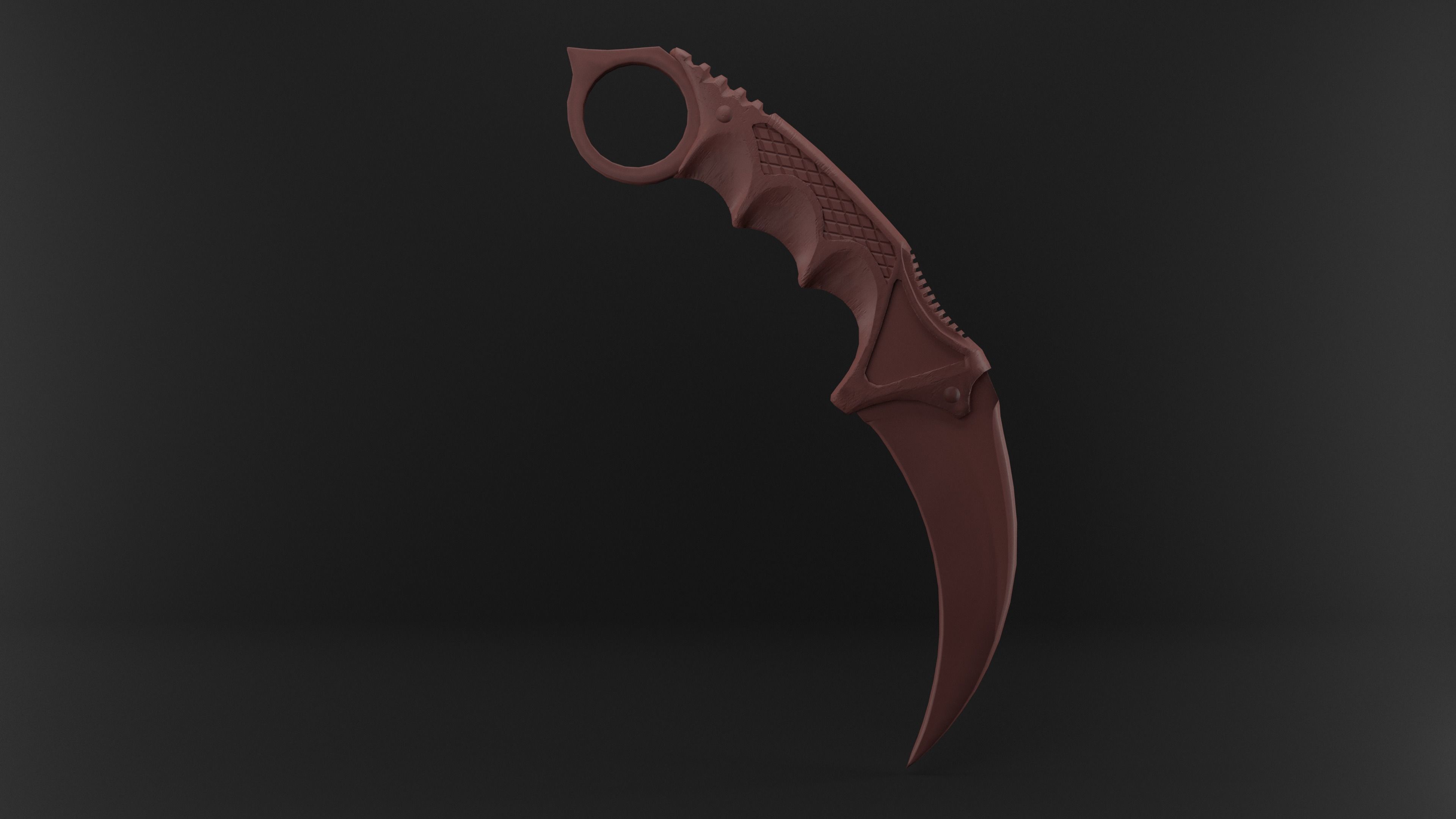 Karambit Knife Wooden Handle Low-Poly Low-poly 3D model_13