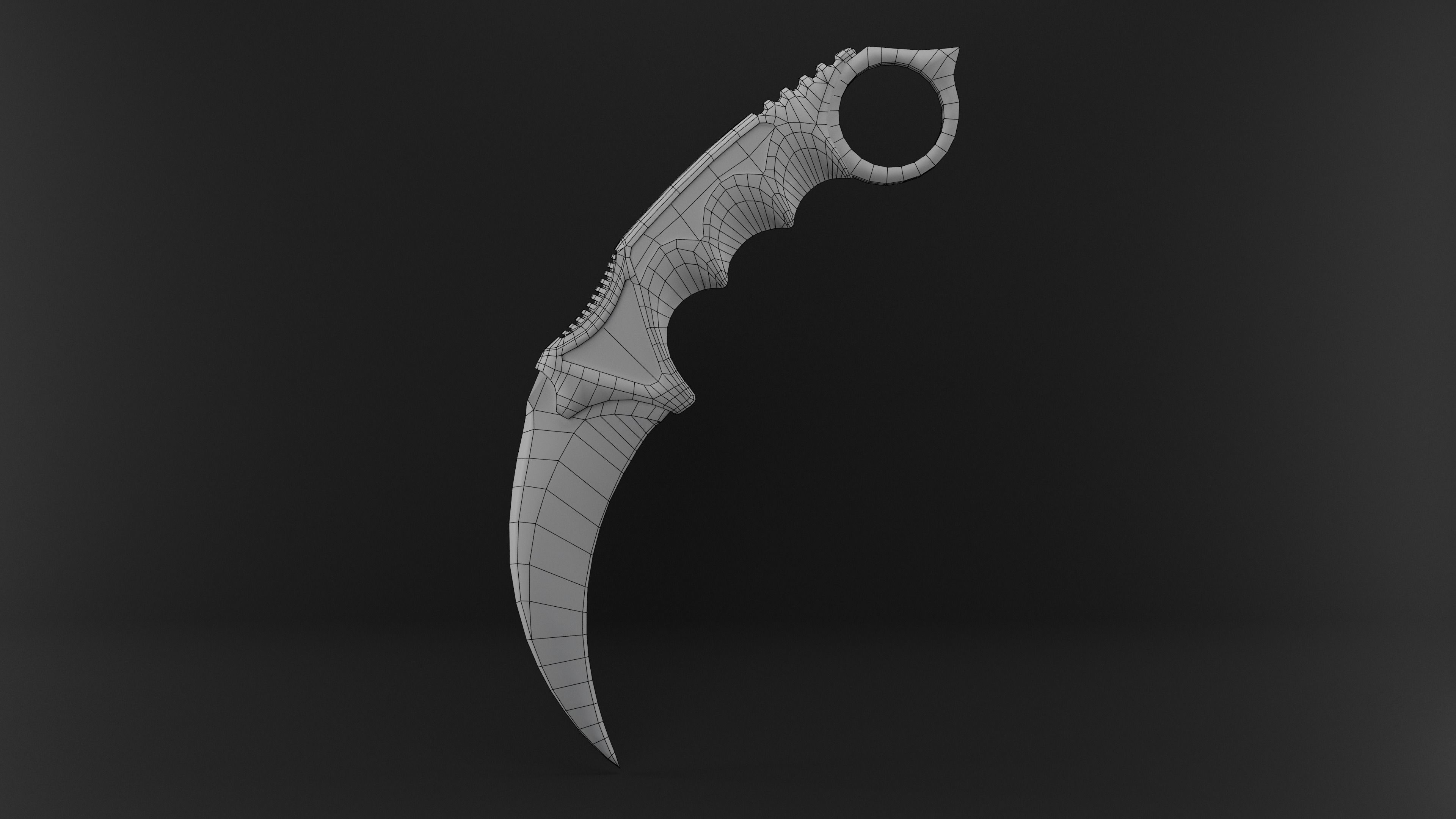 Karambit Knife Wooden Handle Low-Poly Low-poly 3D model_17