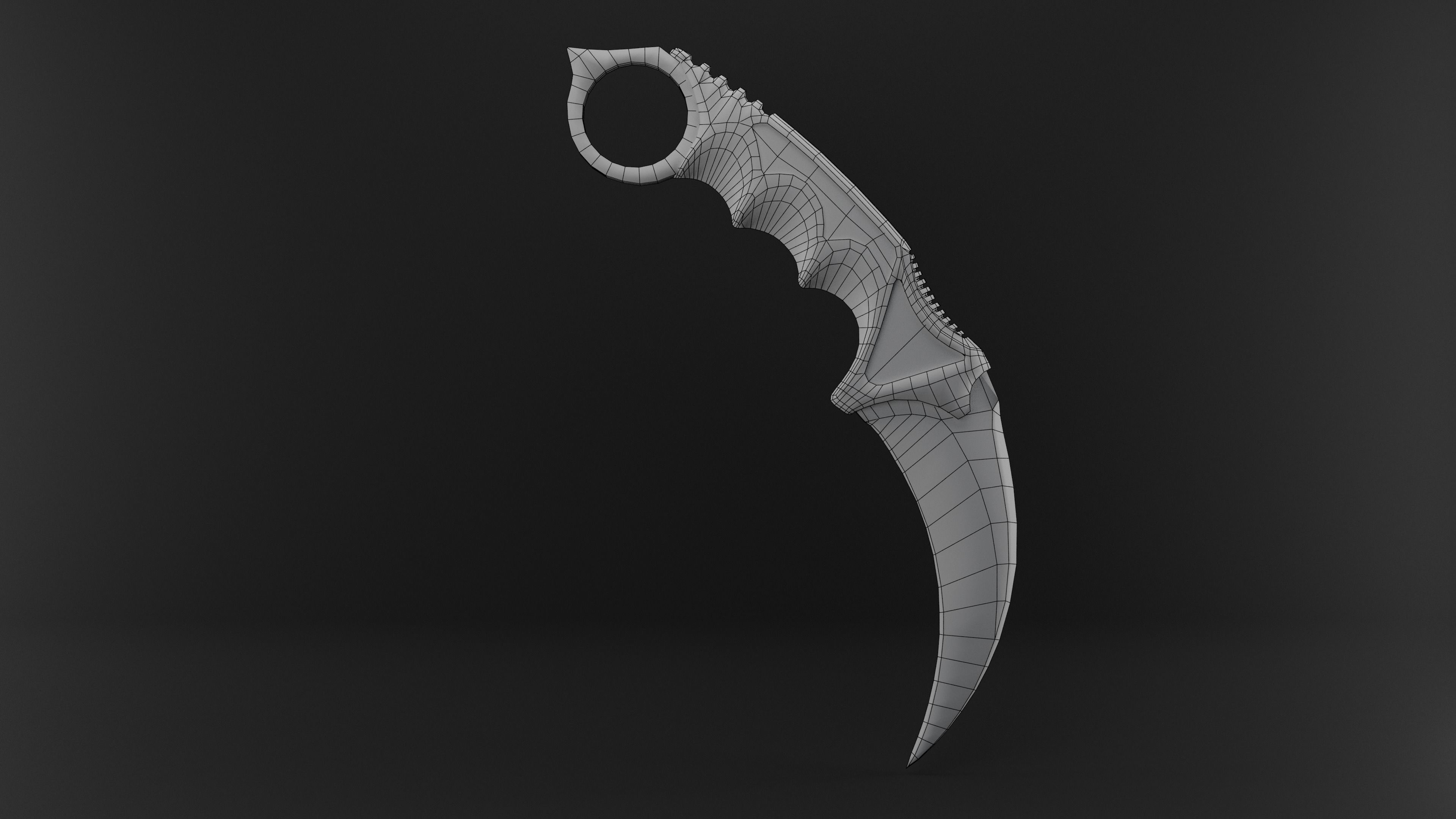 Karambit Knife Wooden Handle Low-Poly Low-poly 3D model_19