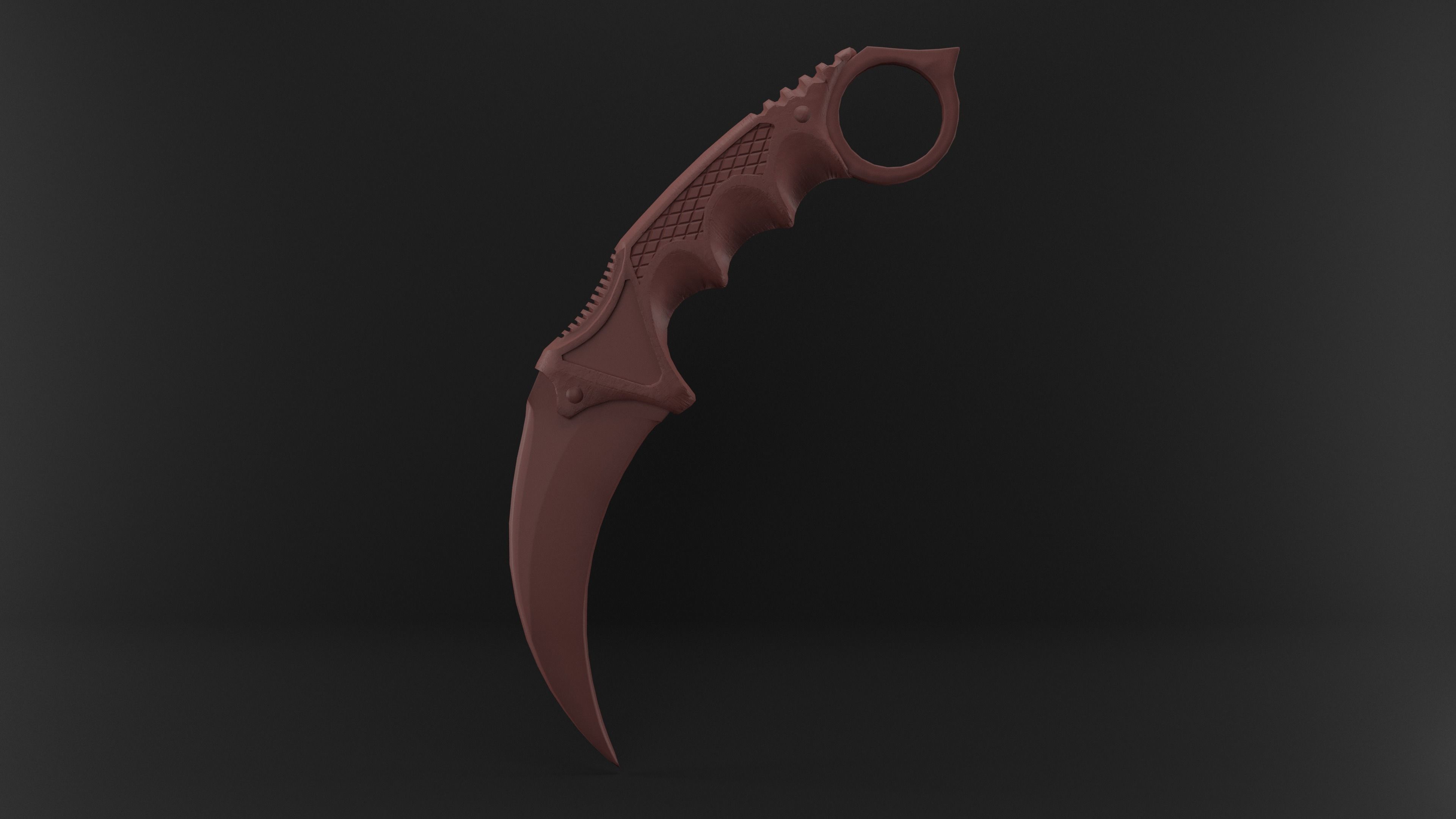 Karambit Knife Wooden Handle Low-Poly Low-poly 3D model_11