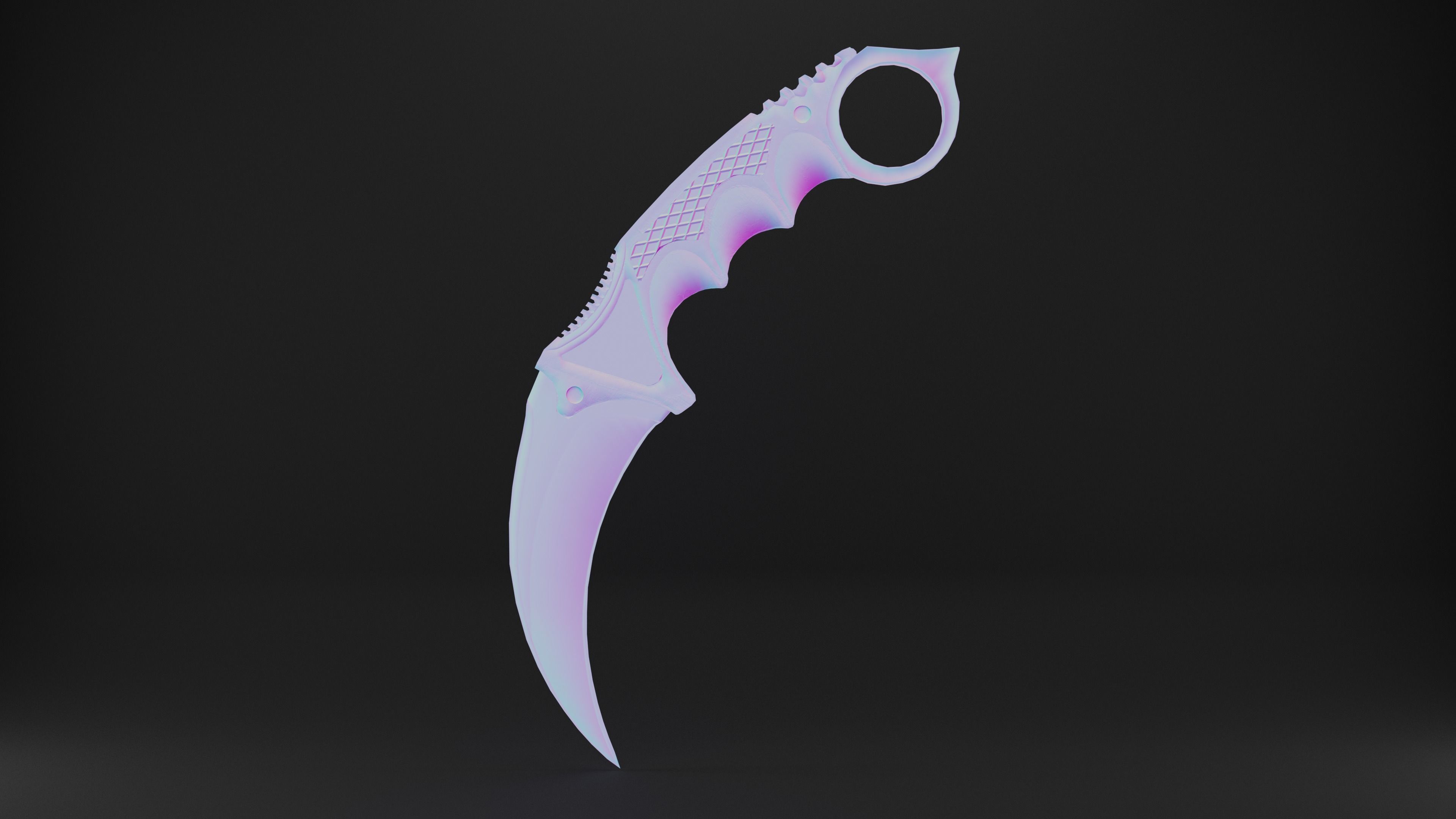 Karambit Knife Wooden Handle Low-Poly Low-poly 3D model_26
