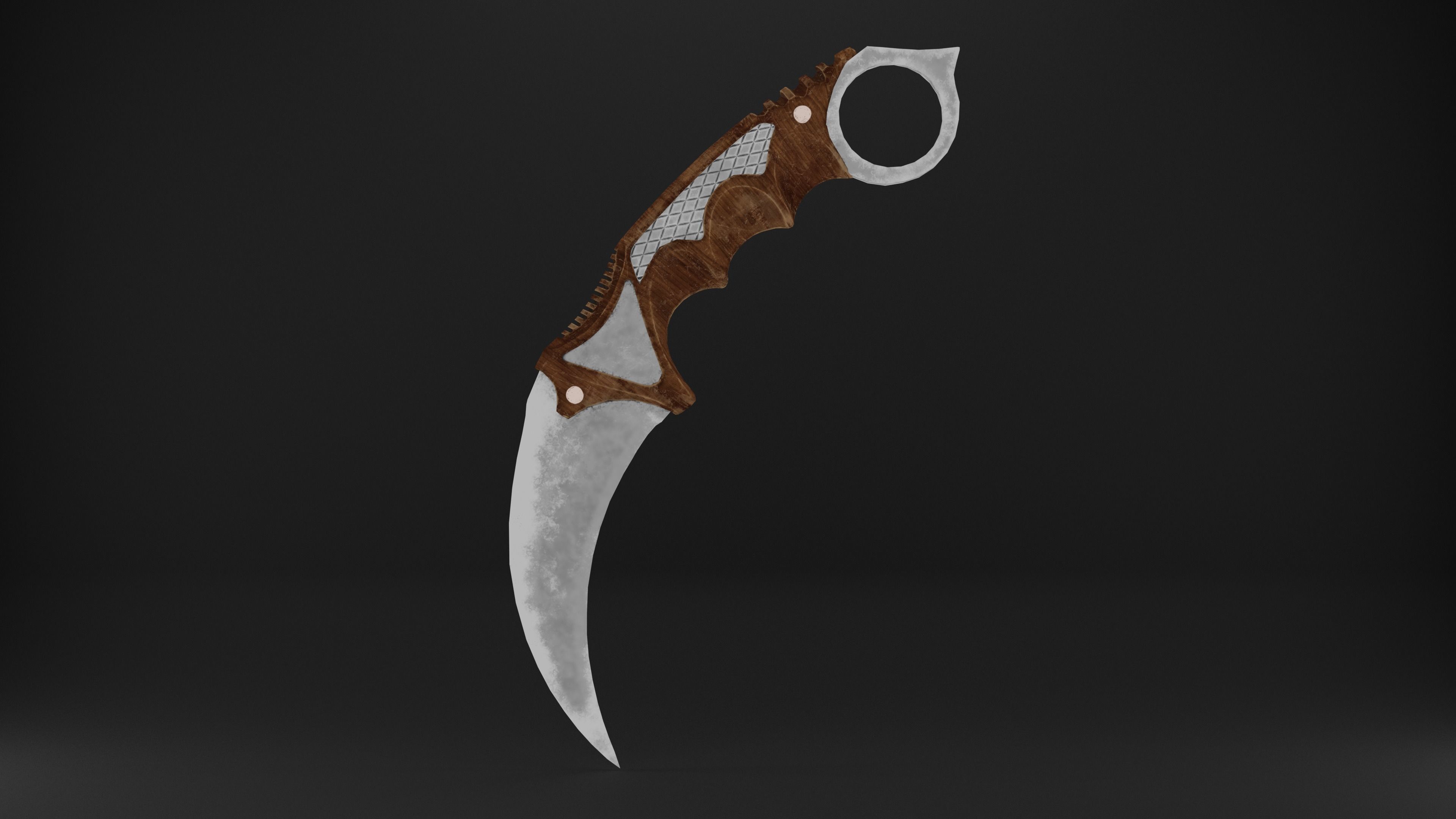 Karambit Knife Wooden Handle Low-Poly Low-poly 3D model_23
