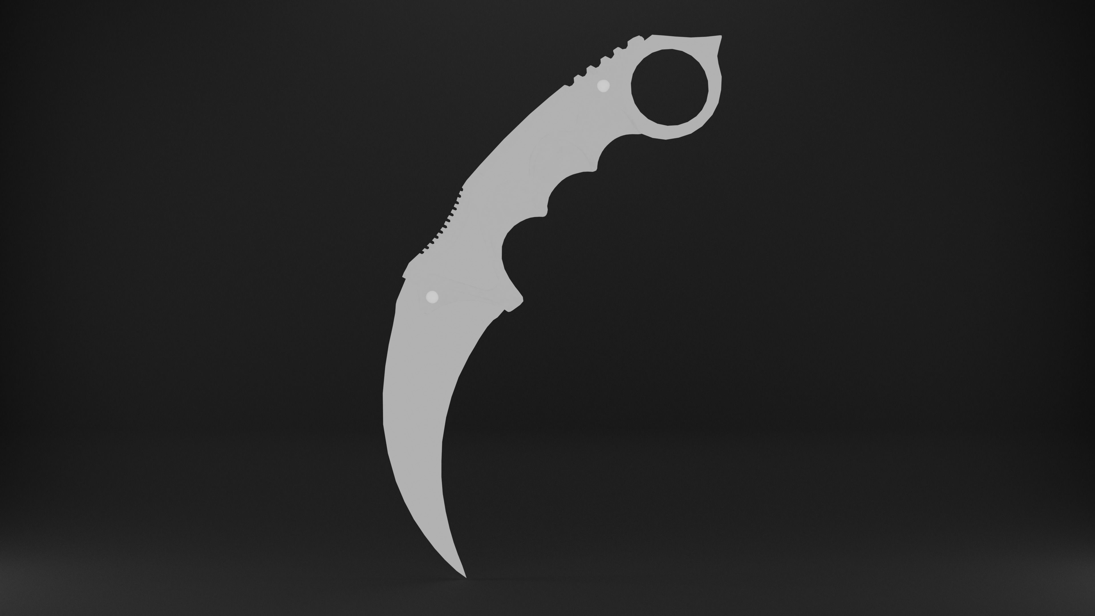 Karambit Knife Wooden Handle Low-Poly Low-poly 3D model_27