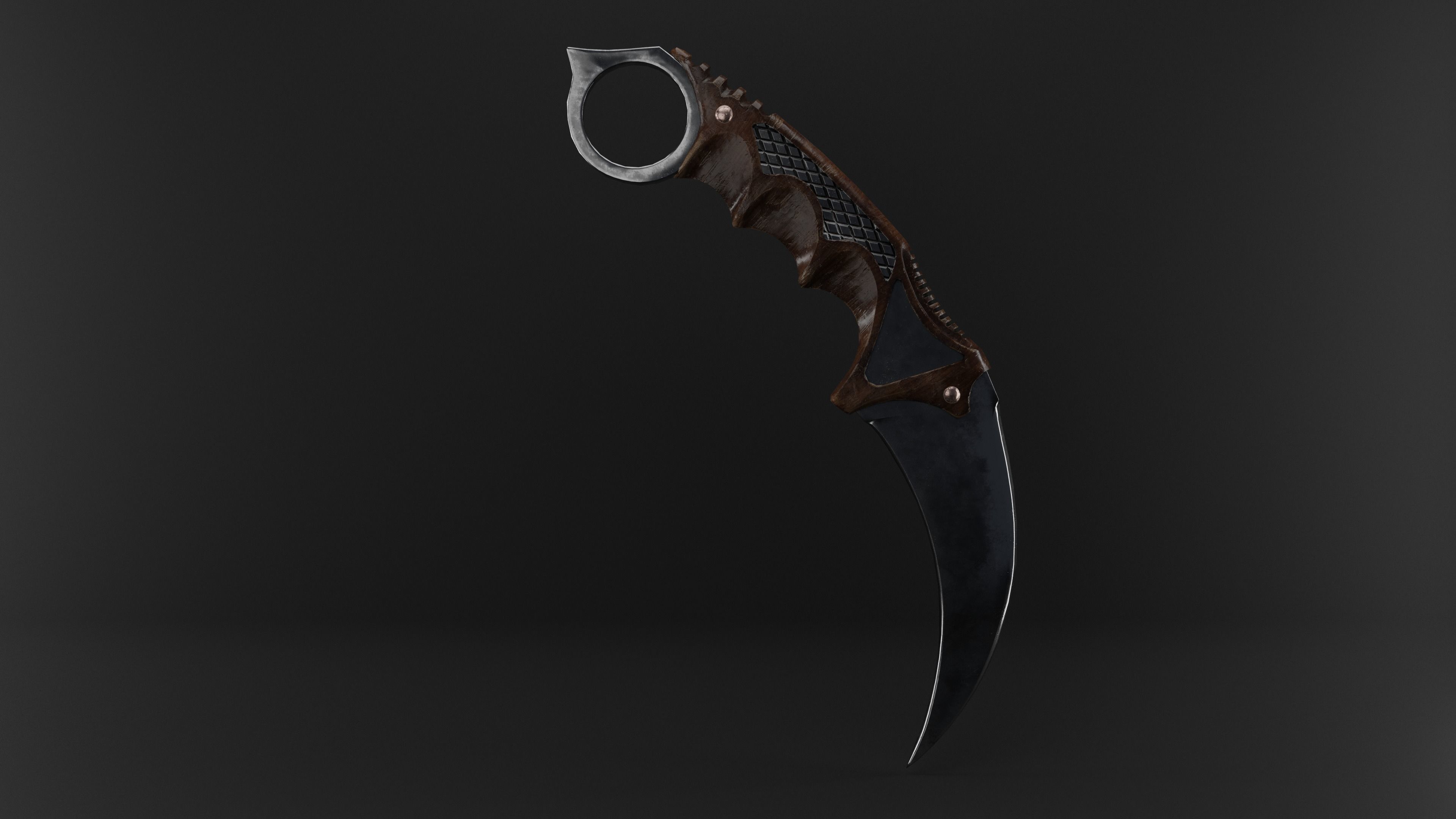 Karambit Knife Wooden Handle Low-Poly Low-poly 3D model_7