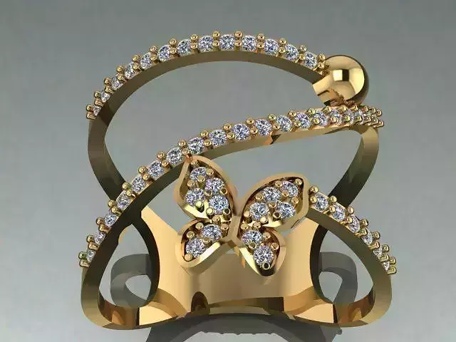 ring 3d gold butterfly with diamonds