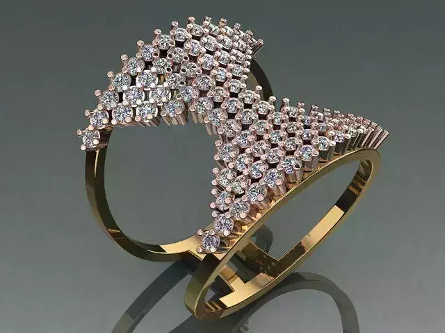 ring 3d gold with diamonds