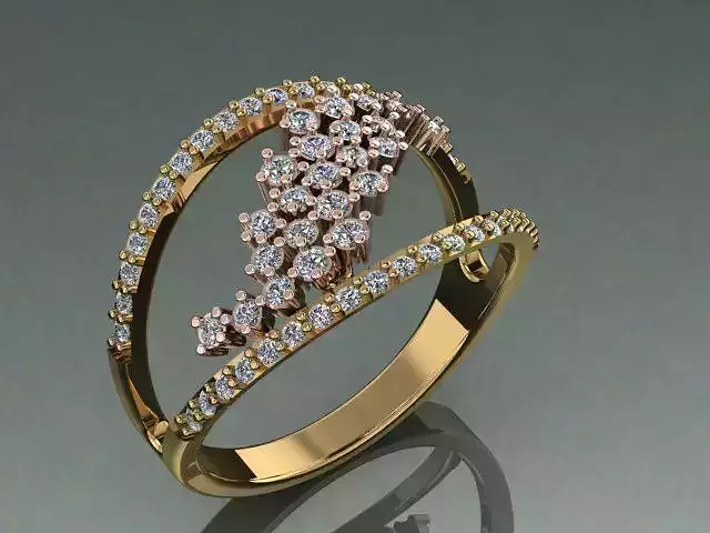 ring 3d gold with diamonds