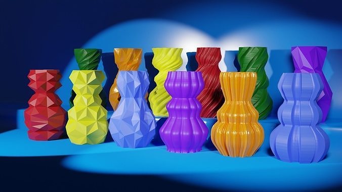 3D Printed Vase Models - 12 pieces 3D print model