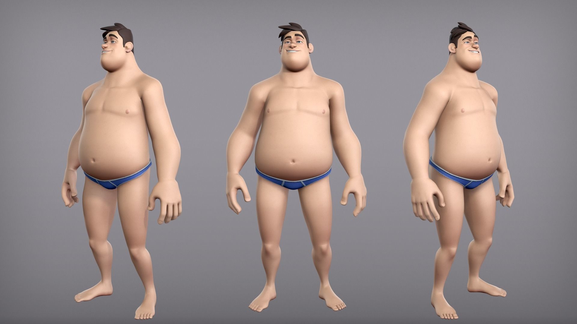 Cartoon male character Harold base mesh Low-poly 3D model_2