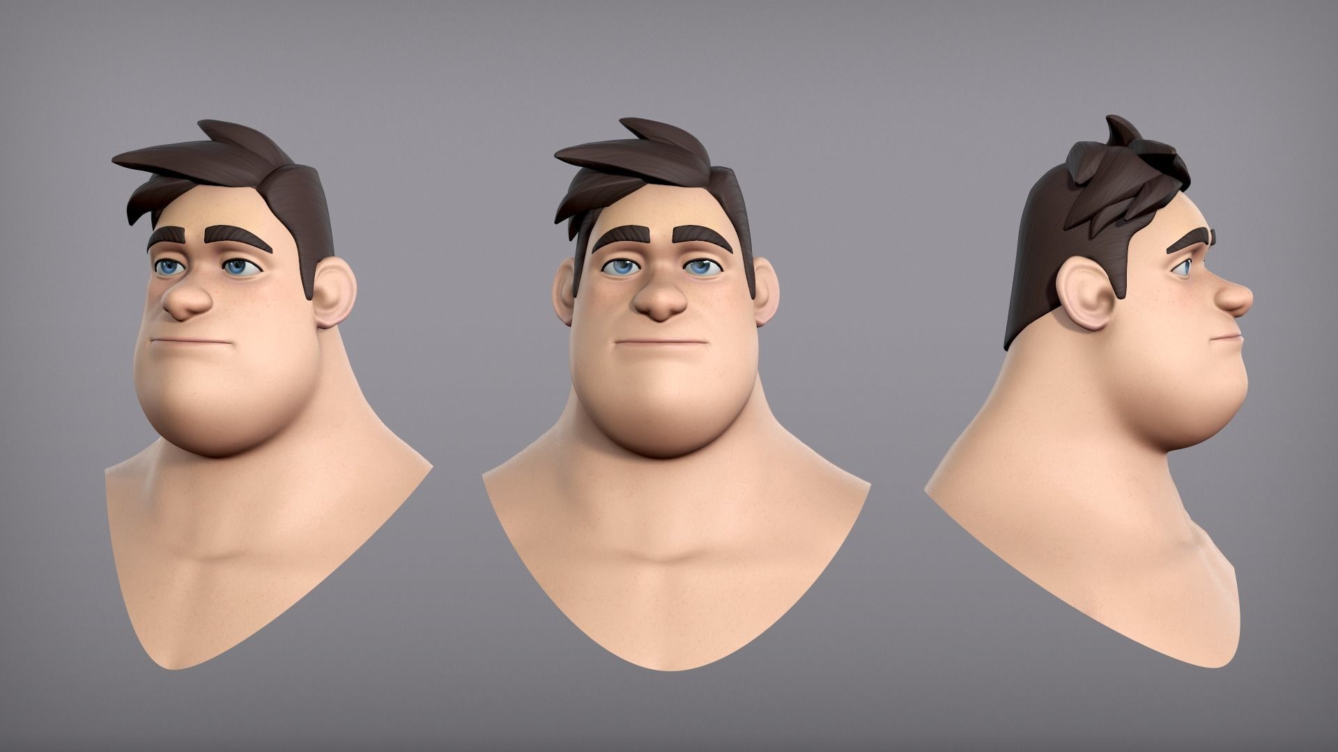 Cartoon male character Harold base mesh Low-poly 3D model_6