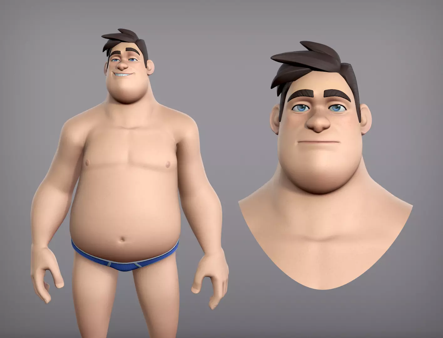 Cartoon male character Harold base mesh Low-poly 3D model_0