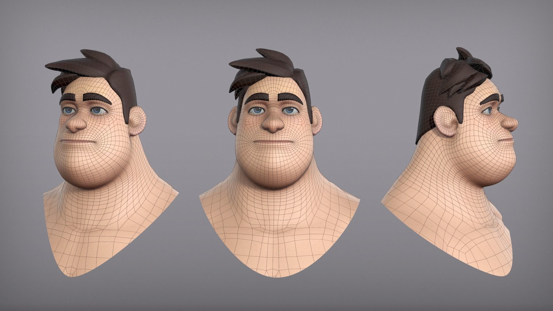 Cartoon male character Harold base mesh Low-poly 3D model_7