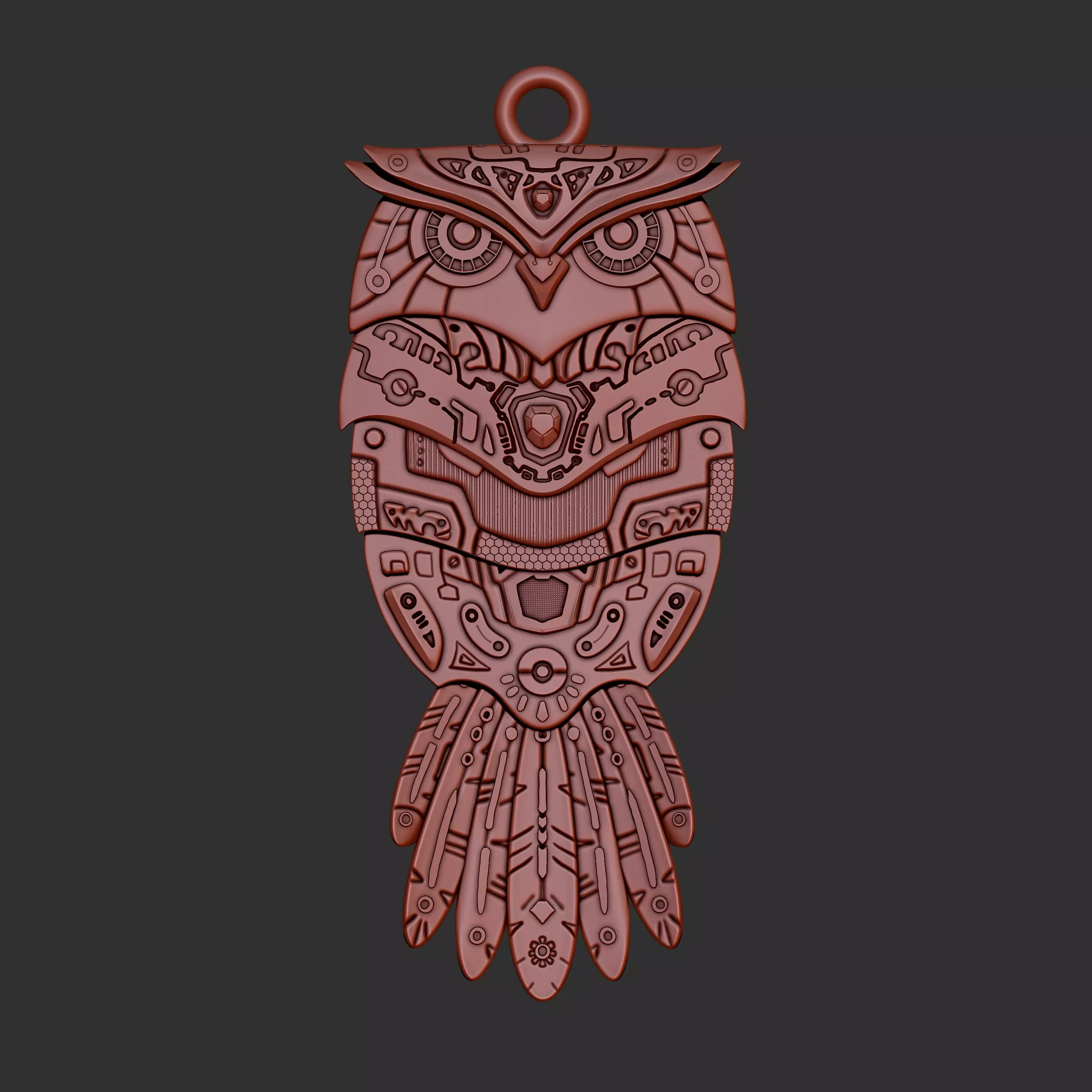 Owl pendant 3D printable model 3D print model_0