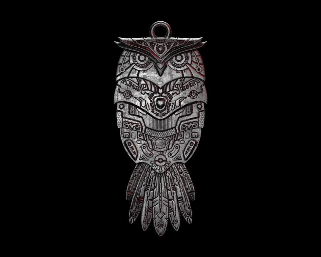 Owl pendant 3D printable model 3D print model_1