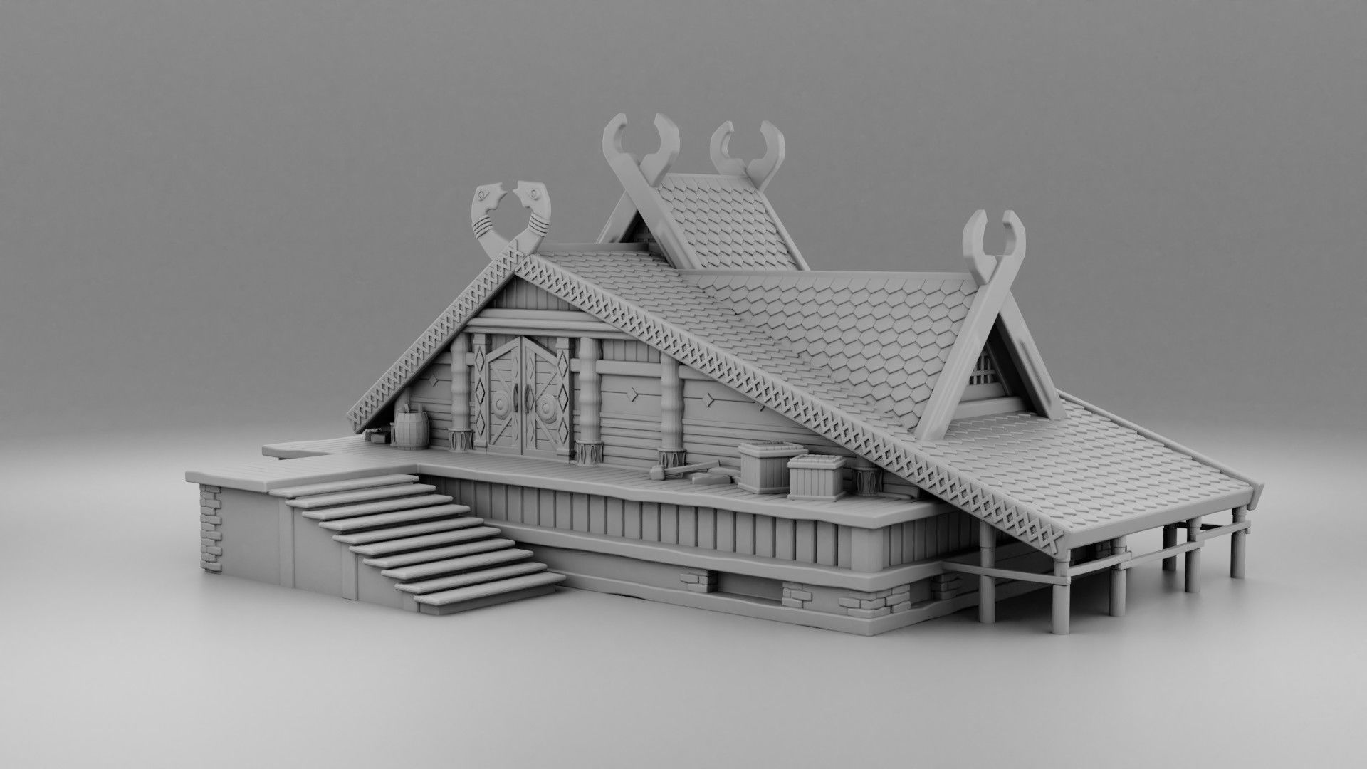 One-story house of Viking 3D print model_1