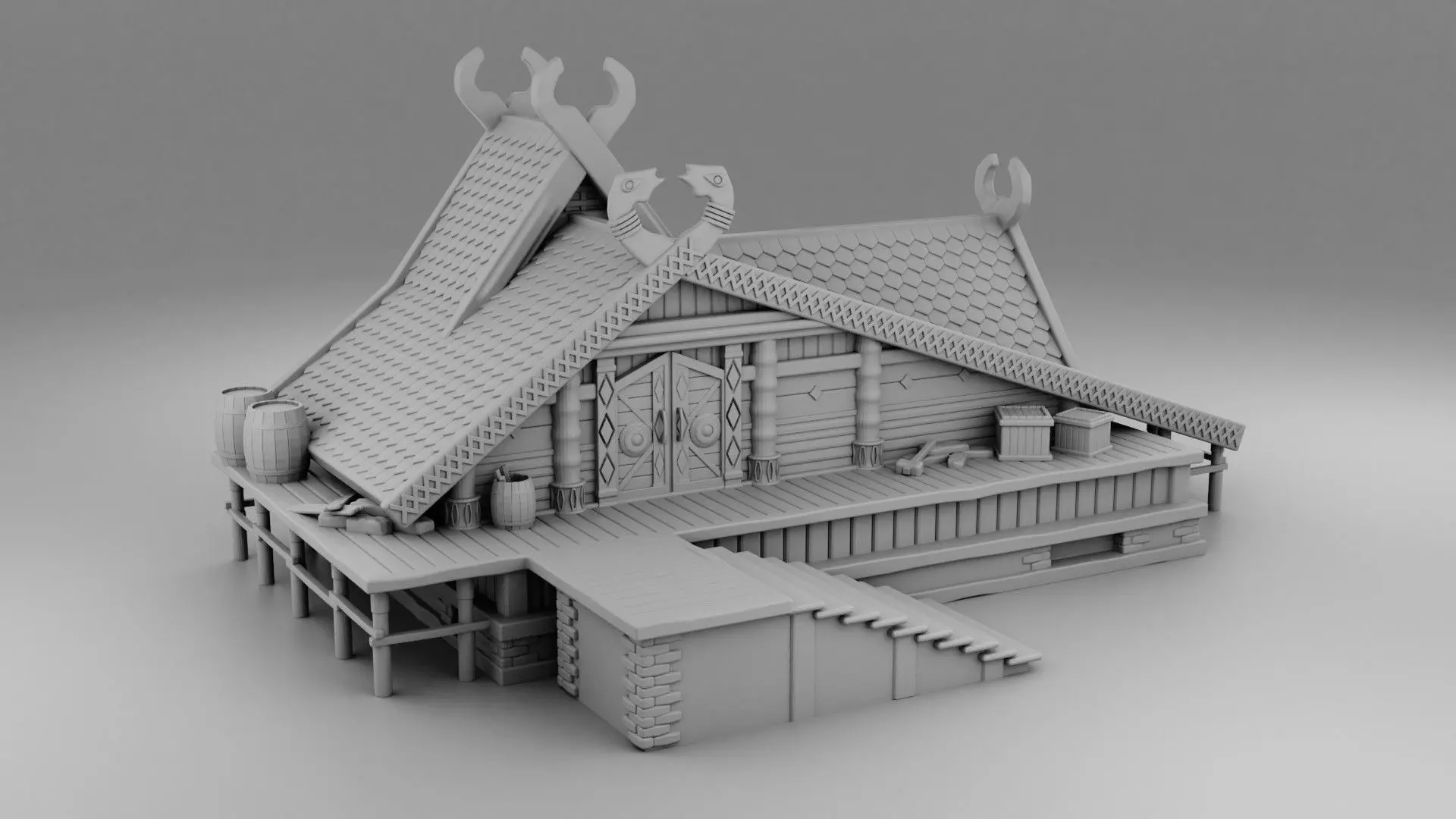 One-story house of Viking 3D print model_0