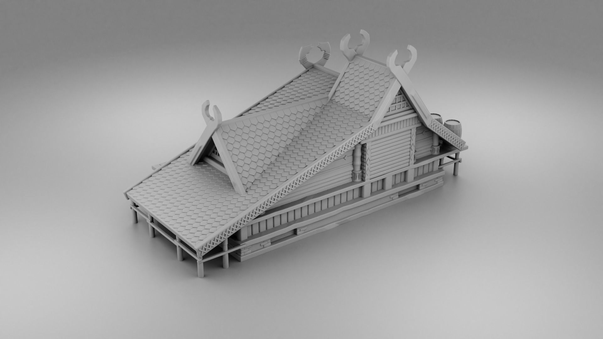 One-story house of Viking 3D print model_3