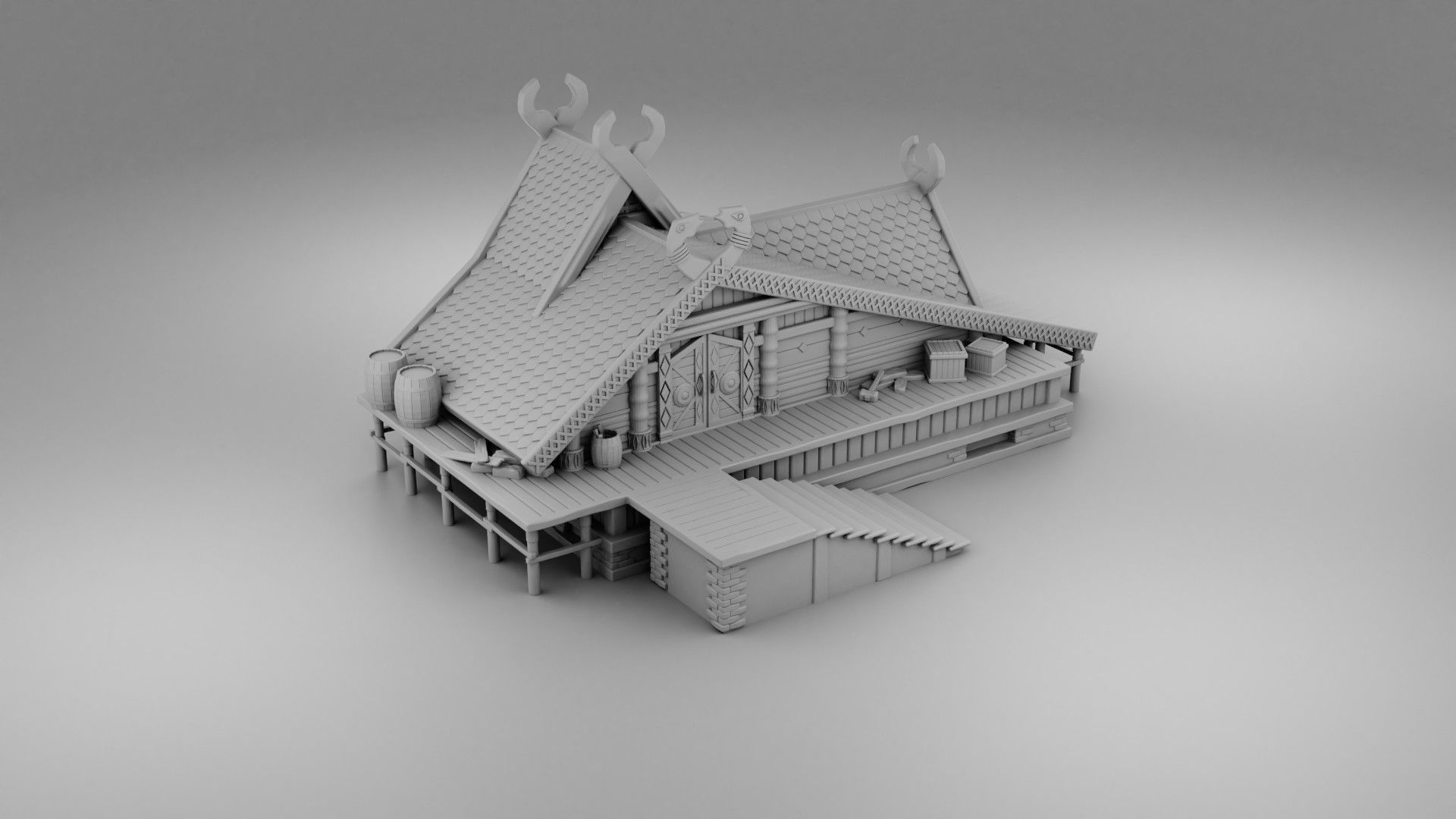 One-story house of Viking 3D print model_2