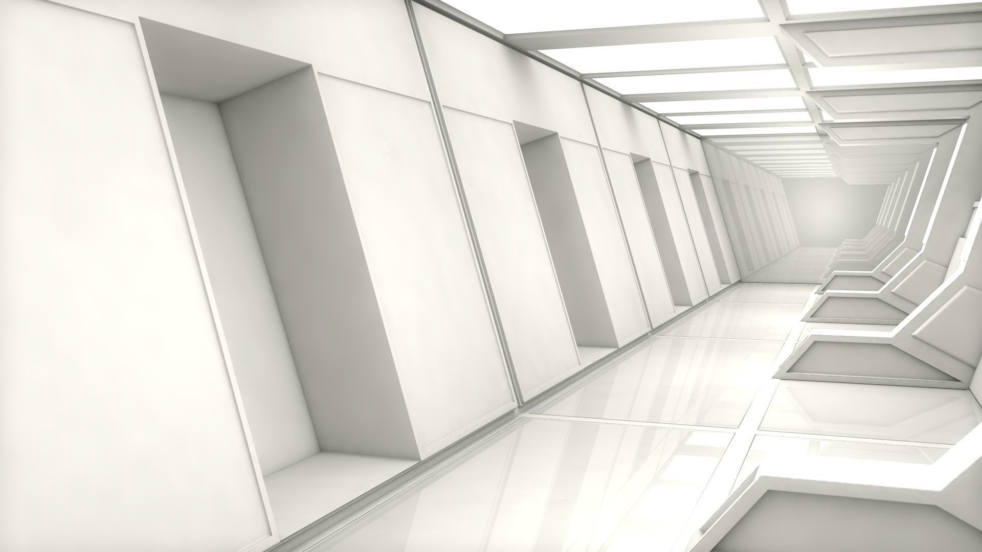Sci Fi Corridor Low-poly 3D model_4