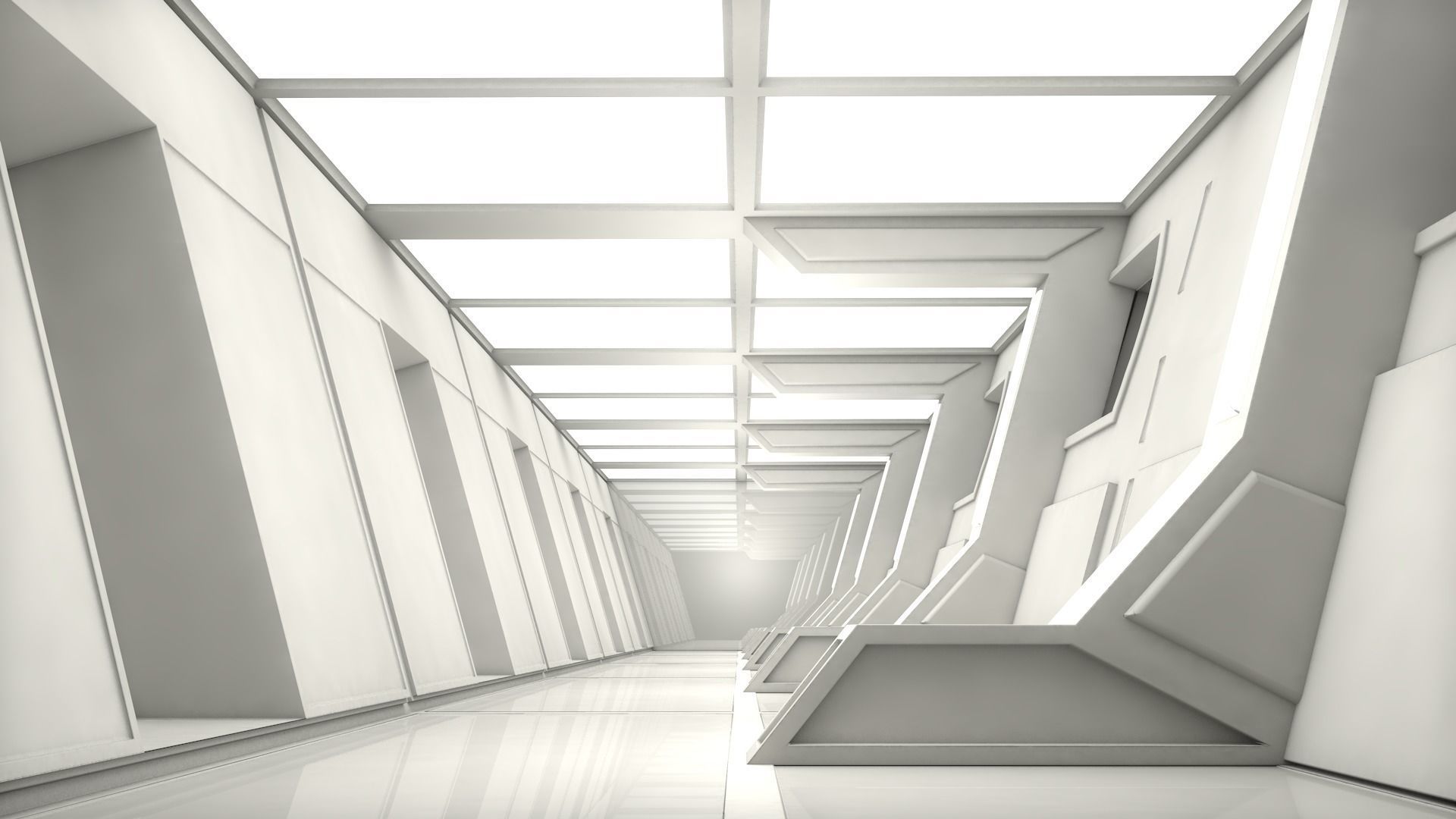 Sci Fi Corridor Low-poly 3D model_2